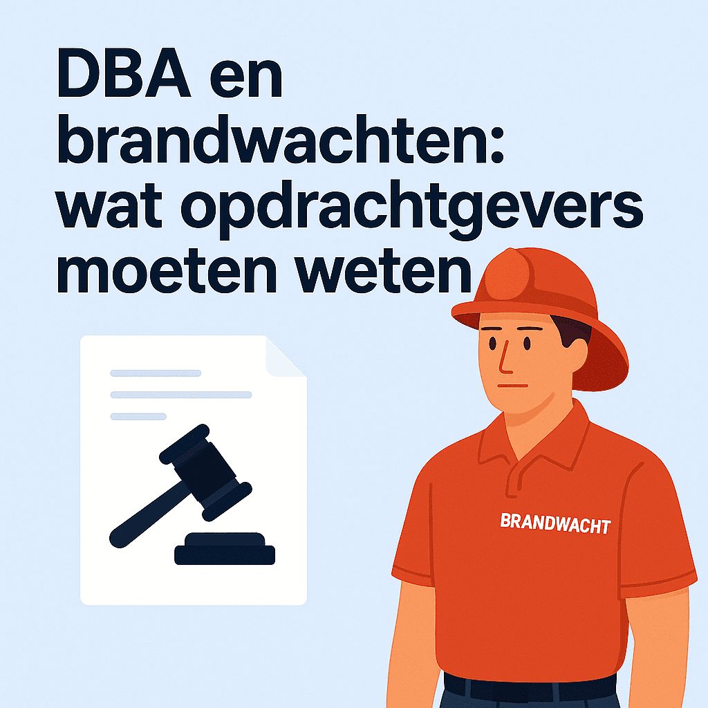 Illustratiekaarten van brandwachten met tekst over de Wet DBA